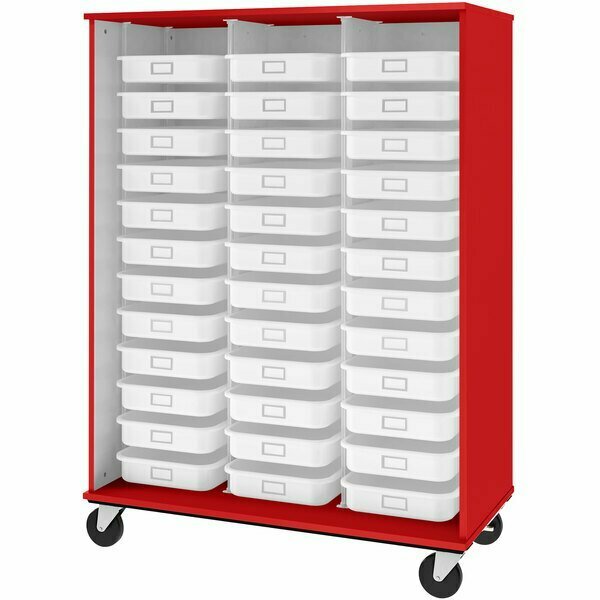 I.D. Systems 67'' Tall Tulip Red Mobile Open Storage Cabinet with 36 3 1/2'' Trays 80274Z67043 538274Z67043